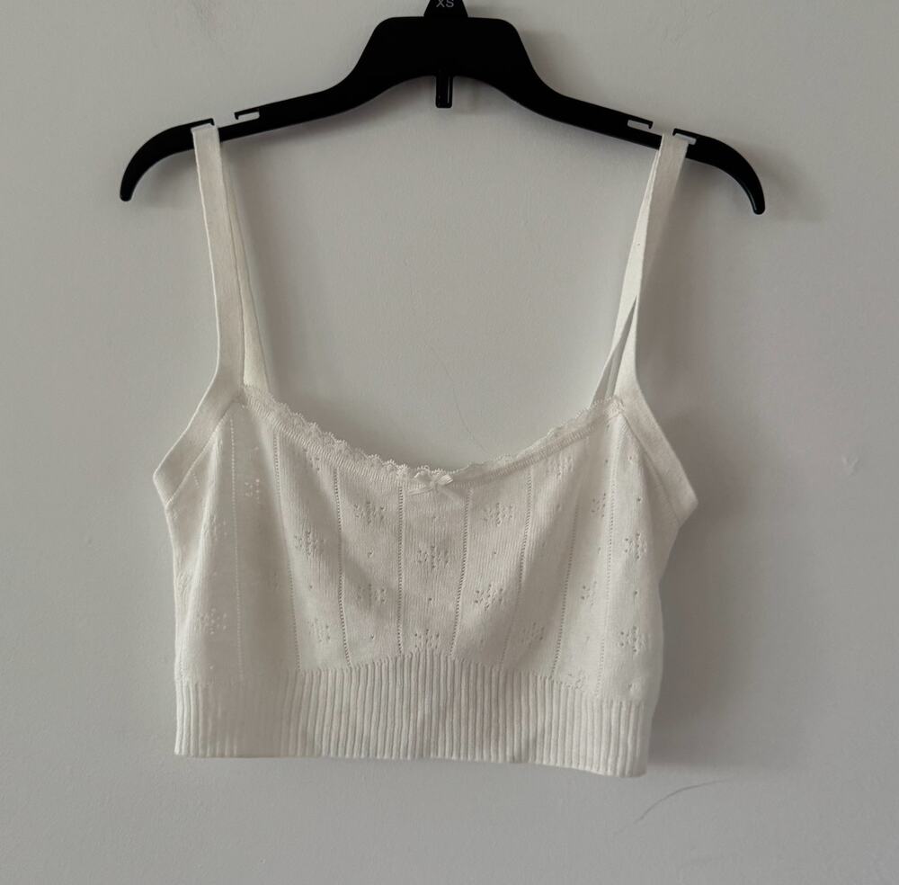 Skims Eyelet Soft Lace Trim White Bralette Size M